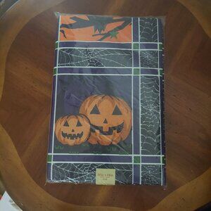 NIP Vintage? Oval 60" x 84" Vinyl Spooky Halloween Flannel Back Tablecloth